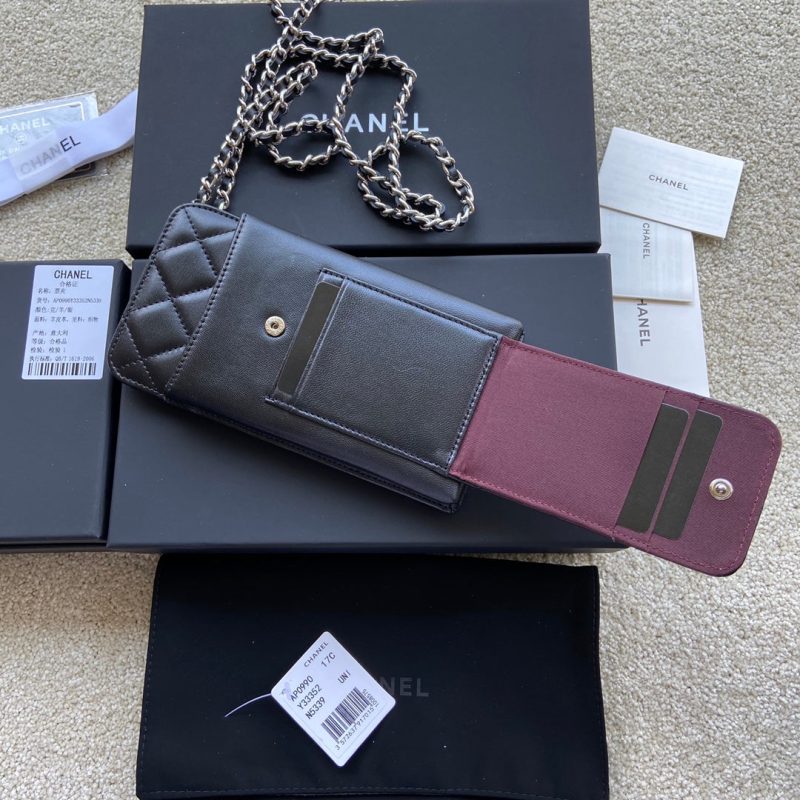 CC Compact Double Pouch Black Sheepskin Silver Steel 229645