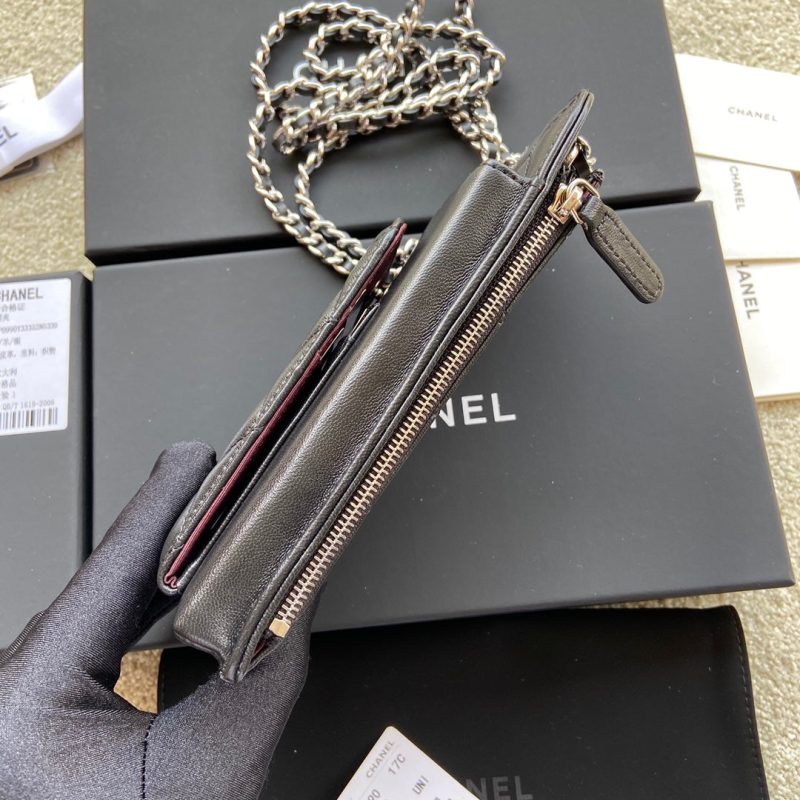 CC Compact Double Pouch Black Sheepskin Silver Steel 229645