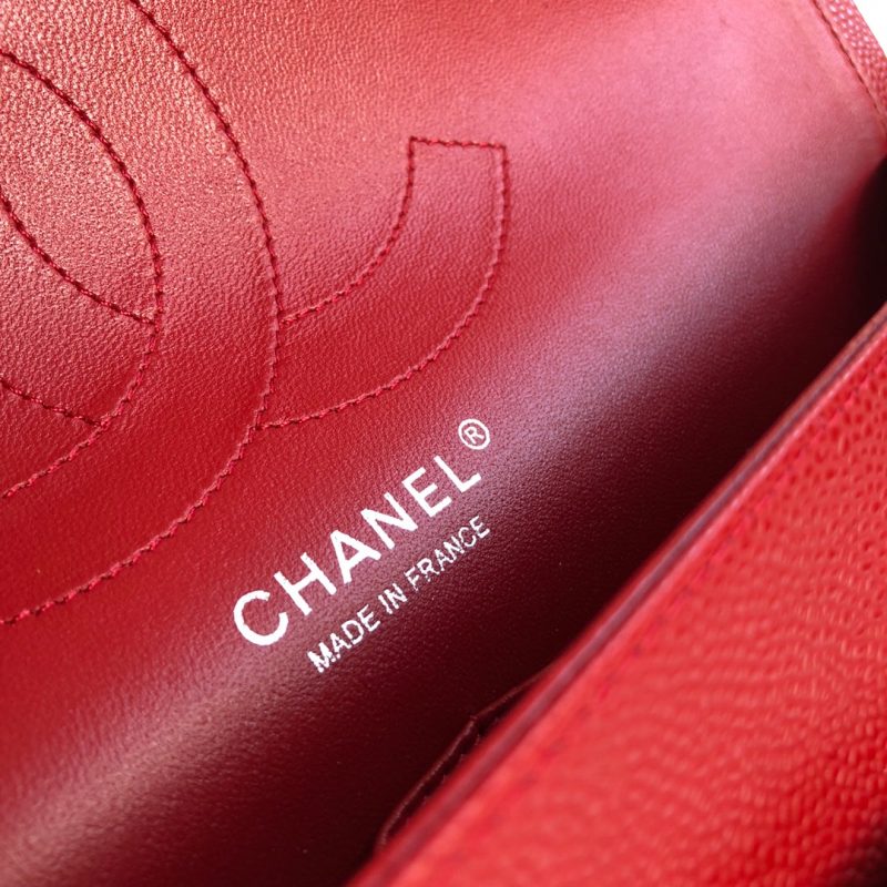 FLAP BAG JUMBO 30CM RED CAVIAR SILVER HARDWARE