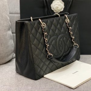 CC GRAND SHOPPING TOTE BAG 34CM BLACK CAVIAR SILVER HARDWARE