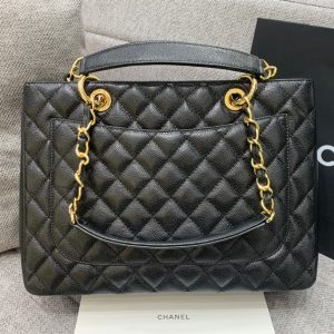 CC GRAND SHOPPING TOTE BAG 34CM BLACK CAVIAR GOLD HARDWARE