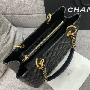 CC GRAND SHOPPING TOTE BAG 34CM BLACK CAVIAR GOLD HARDWARE