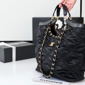 20220308_i1646751258_2465_1_jpg_97c20206-ac15-48d9-afbd-cd9fc89ff0fd CC 22P Maxi Shopping Bag Black Nylon with Grosgrain