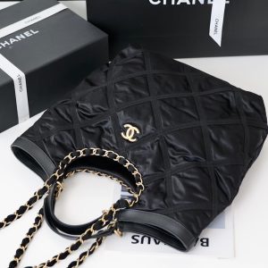 20220308_i1646751258_9619_3_jpg_362df27e-a081-4bdd-8774-b29d61064402 CC 22P Maxi Shopping Bag Black Nylon with Grosgrain