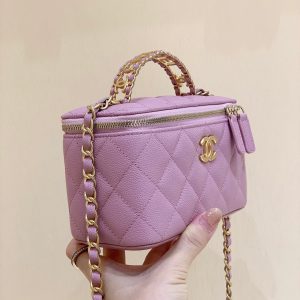 CC VANITY CASE 19 PINK CAVIAR GOLD HARDWARE