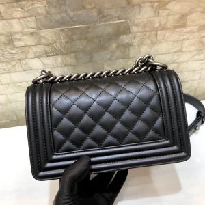 BOY BAG SMALL 20 BLACK QUILTED LAMBSKIN AGED RUTHENIUM HARDWARE