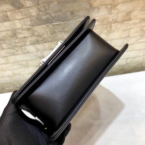 BOY BAG SMALL 20 BLACK QUILTED LAMBSKIN AGED RUTHENIUM HARDWARE