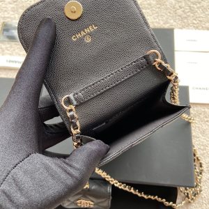CC Phone Holder Pale & Air Pod Bag Black Caviar Diamond Hardware 229776