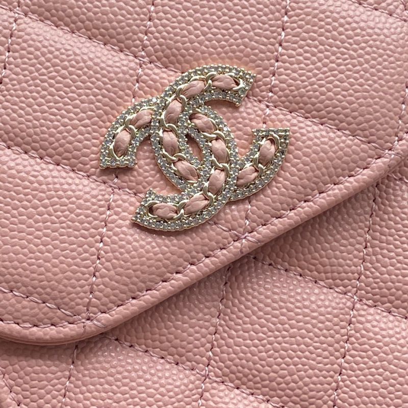 CC Phone Holder Pale & Air Pod Bag Pink Caviar Diamond Hardware 229778