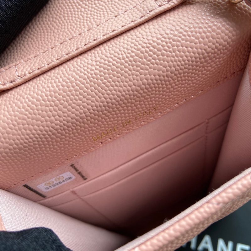 CC Phone Holder Pale & Air Pod Bag Pink Caviar Diamond Hardware 229778