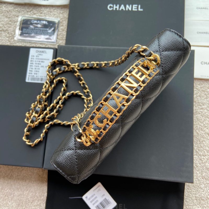 CC Logo Flap Bag 20cm Black Caviar GHW 235167