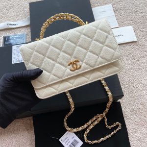 CC Logo Flap Bag 20cm White Caviar GHW 235169