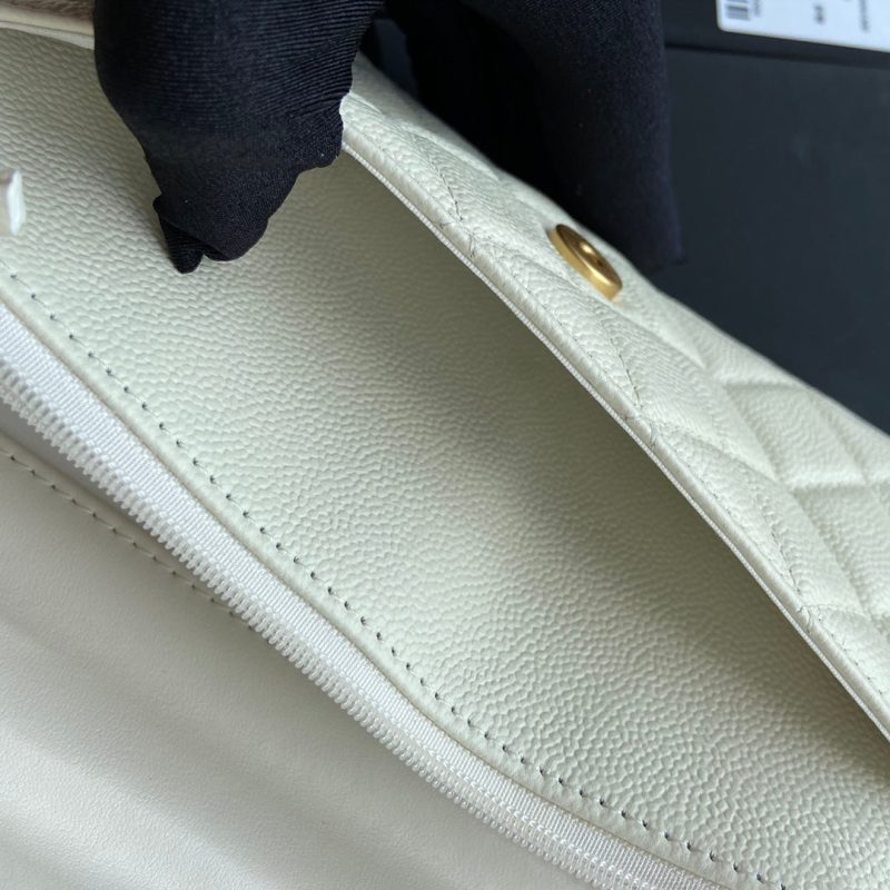 CC Logo Flap Bag 20cm White Caviar GHW 235169