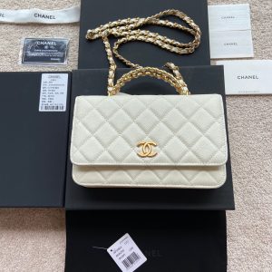 CC Logo Flap Bag 20cm White Caviar GHW 235169