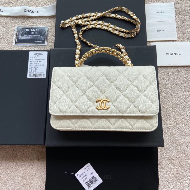 CC Logo Flap Bag 20cm White Caviar GHW 235169