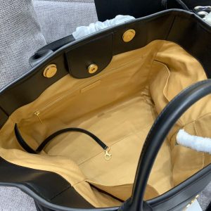 CC DEAUVILLE TOTE BAG 39CM BLACK CALFSKIN MULTICOLOR LOGO