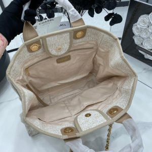 CC Deauville Tweed Bag Brown Leather Gold Hardware 2