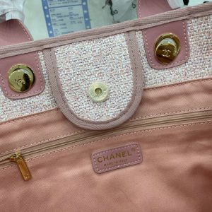 CC Deauville Tweed Bag Pink Leather Gold Hardware 3