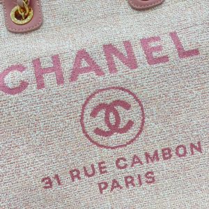 CC Deauville Tweed Bag Pink Leather Gold Hardware 3