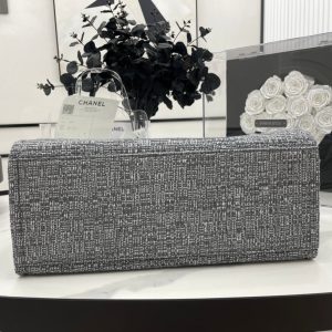 CC Deauville Tweed Bag Black Leather Silver Hardware 8