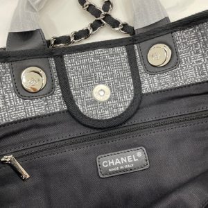 CC Deauville Tweed Bag Black Leather Silver Hardware 8