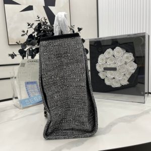 CC Deauville Tweed Bag Black Leather Silver Hardware 8