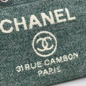 CC Deauville Tweed Bag Green Leather Silver Hardware 10