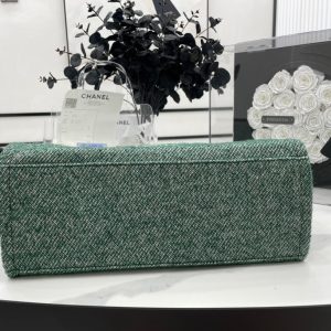 CC Deauville Tweed Bag Green Leather Silver Hardware 10