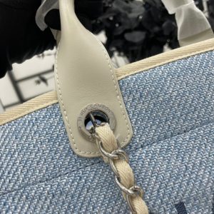 CC Deauville Tweed Bag Light Beige Leather Silver Hardware 15