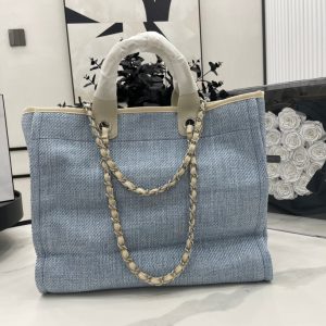 CC Deauville Tweed Bag Light Beige Leather Silver Hardware 15