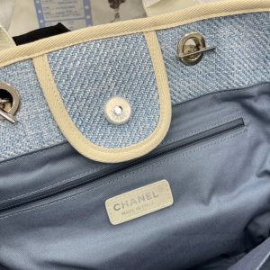 CC Deauville Tweed Bag Light Beige Leather Silver Hardware 15