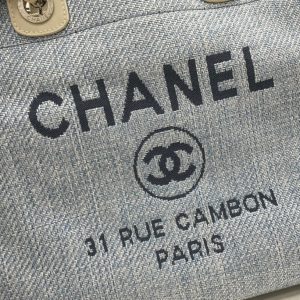 CC Deauville Tweed Bag Light Beige Leather Silver Hardware 15