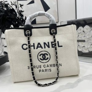 CC Deauville Tweed Bag Black Leather Silver Hardware 16