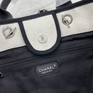 CC Deauville Tweed Bag Black Leather Silver Hardware 16