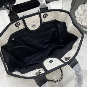 CC Deauville Tweed Bag Black Leather Silver Hardware 16