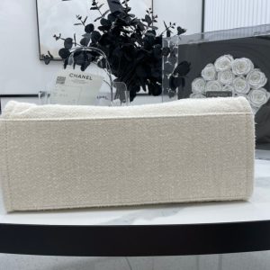 CC Deauville Tweed Bag Light Beige Leather Silver Hardware 9