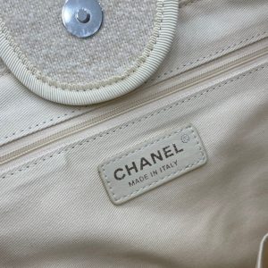 CC Deauville Tweed Bag Light Beige Leather Silver Hardware 9