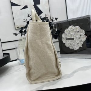 CC Deauville Tweed Bag Light Beige Leather Silver Hardware 9