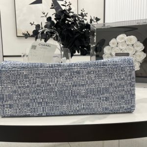 CC Deauville Tweed Bag Blue Leather Silver Hardware 5