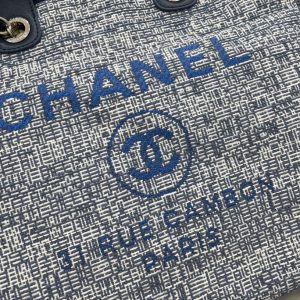 CC Deauville Tweed Bag Blue Leather Silver Hardware 5