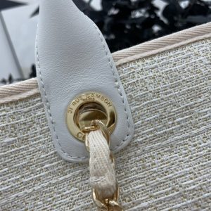 CC Deauville Tweed Bag White Leather Gold Hardware 4