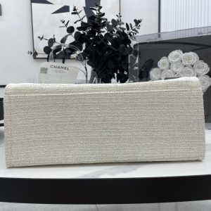 CC Deauville Tweed Bag White Leather Gold Hardware 4