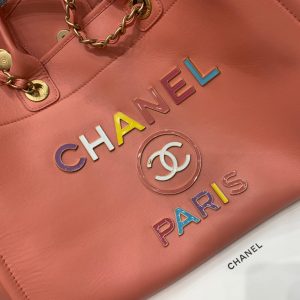 CC DEAUVILLE TOTE BAG 39CM ORANGE CALFSKIN MULTICOLOR LOGO