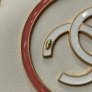 CC DEAUVILLE TOTE BAG 39CM WHITE CALFSKIN MULTICOLOR LOGO