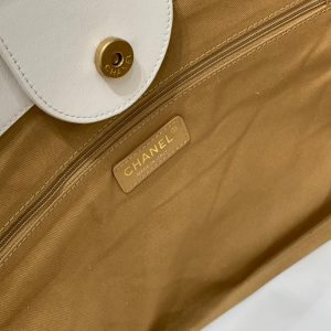 CC DEAUVILLE TOTE BAG 39CM WHITE CALFSKIN MULTICOLOR LOGO