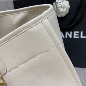 CC DEAUVILLE TOTE BAG 39CM WHITE CALFSKIN MULTICOLOR LOGO