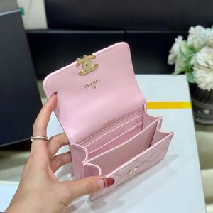 CC Handle Small Shoulder Bag 13cm Pink Sheepskin