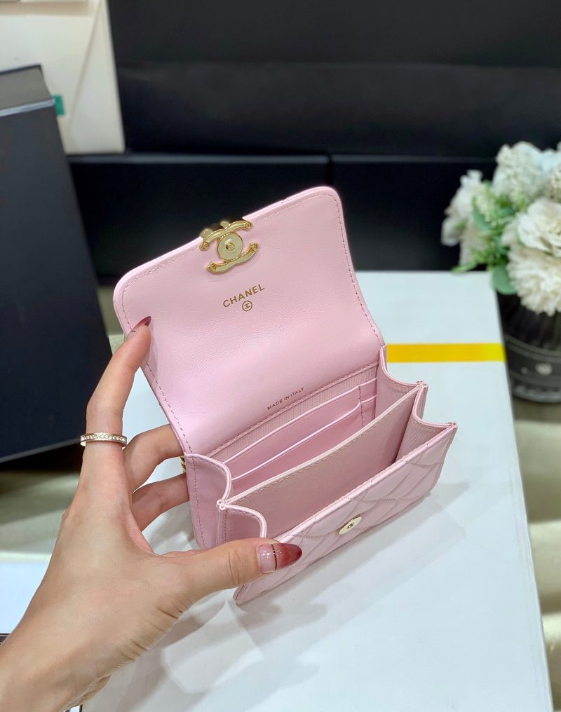 CC Handle Small Shoulder Bag 13cm Pink Sheepskin