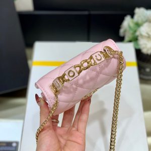 CC Handle Small Shoulder Bag 13cm Pink Sheepskin