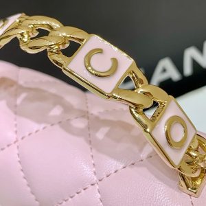 CC Handle Small Shoulder Bag 13cm Pink Sheepskin